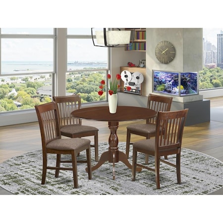 East West Furniture 5 Piece Dublin Dining Room Table Set - Mahogany DMNF5-MAH-C